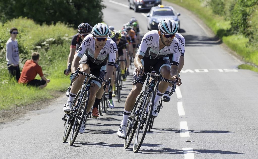 The ONE Pro Cycling team at the head of the race