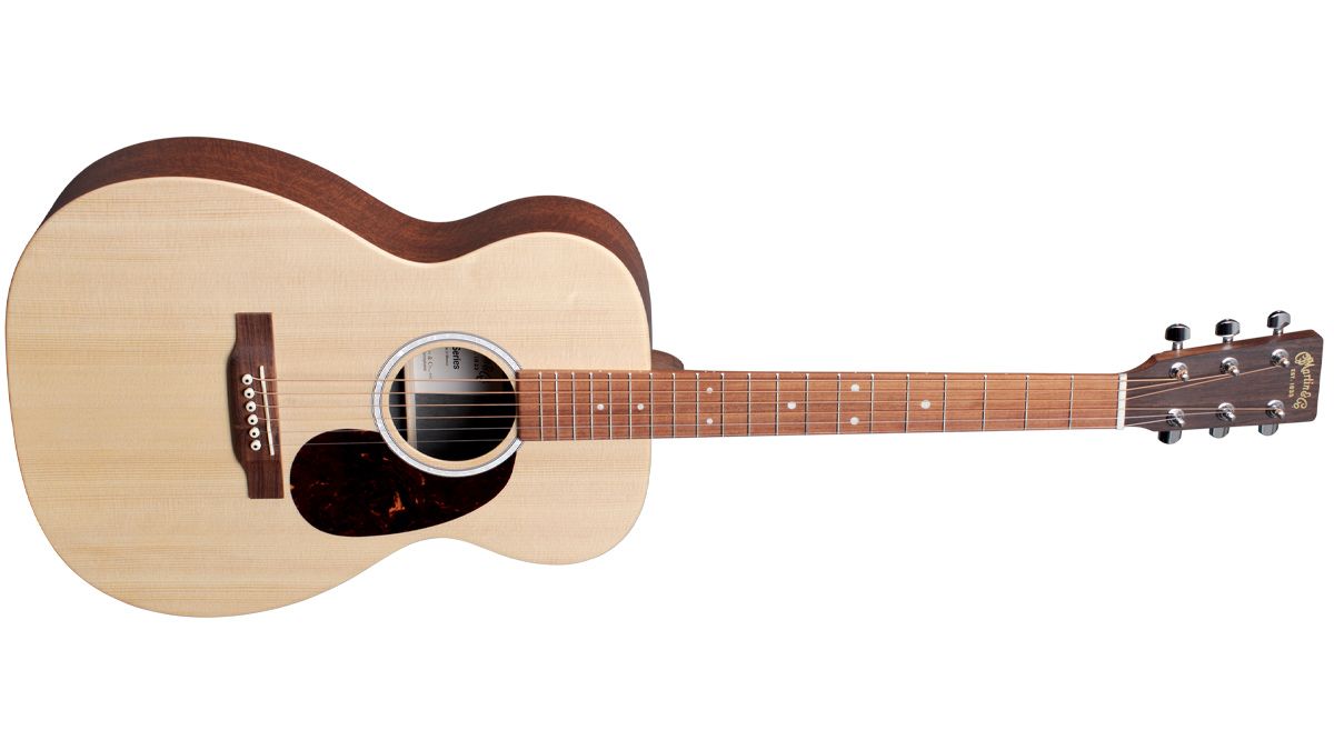 Martin 00-X2E, with figured Mahogany HPL back and sides, solid Sitka spruce top. $799