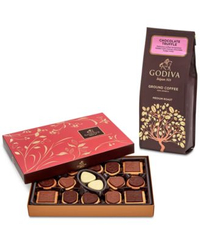 Godiva Truffle Coffee, 10 oz. Ground &amp; Chocolate Biscuit Gift Box, 32 pc | $39.90 at Godiva