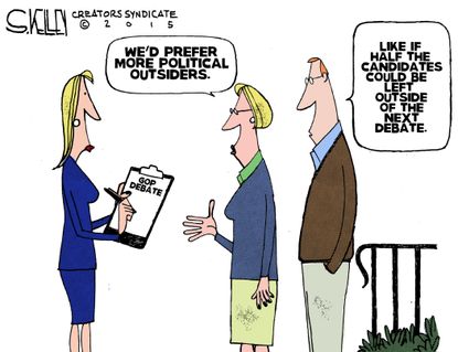 Political cartoon U.S. GOP Debate Outsiders