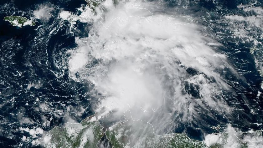a satellite image of Tropical Storm Melissa