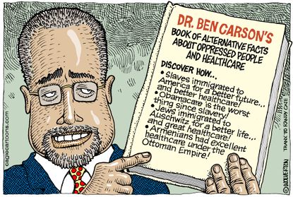 Political Cartoon U.S. Ben Carson Slavey Healthcare Alternative Facts