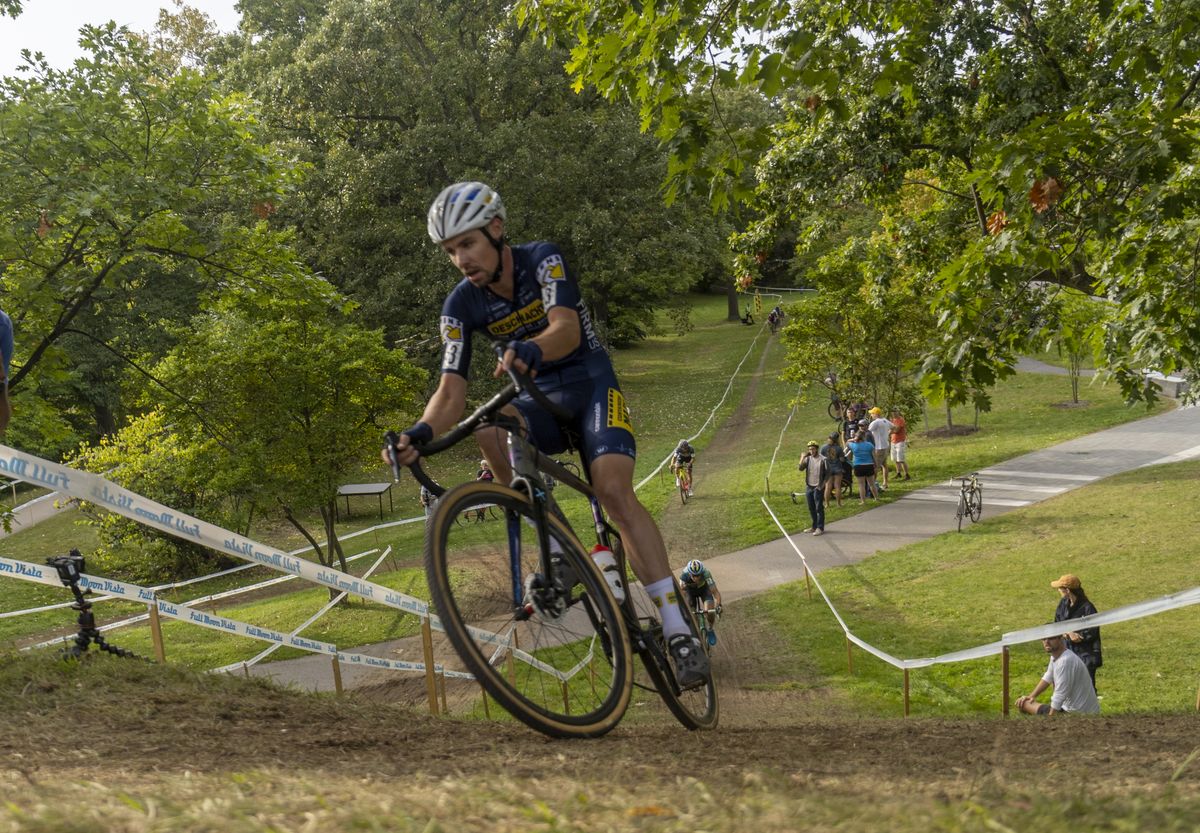 Vincent Baestaens of (Deschacht-hens-maes) won C1 contest at 2021 Rochester Cyclocross for elite men