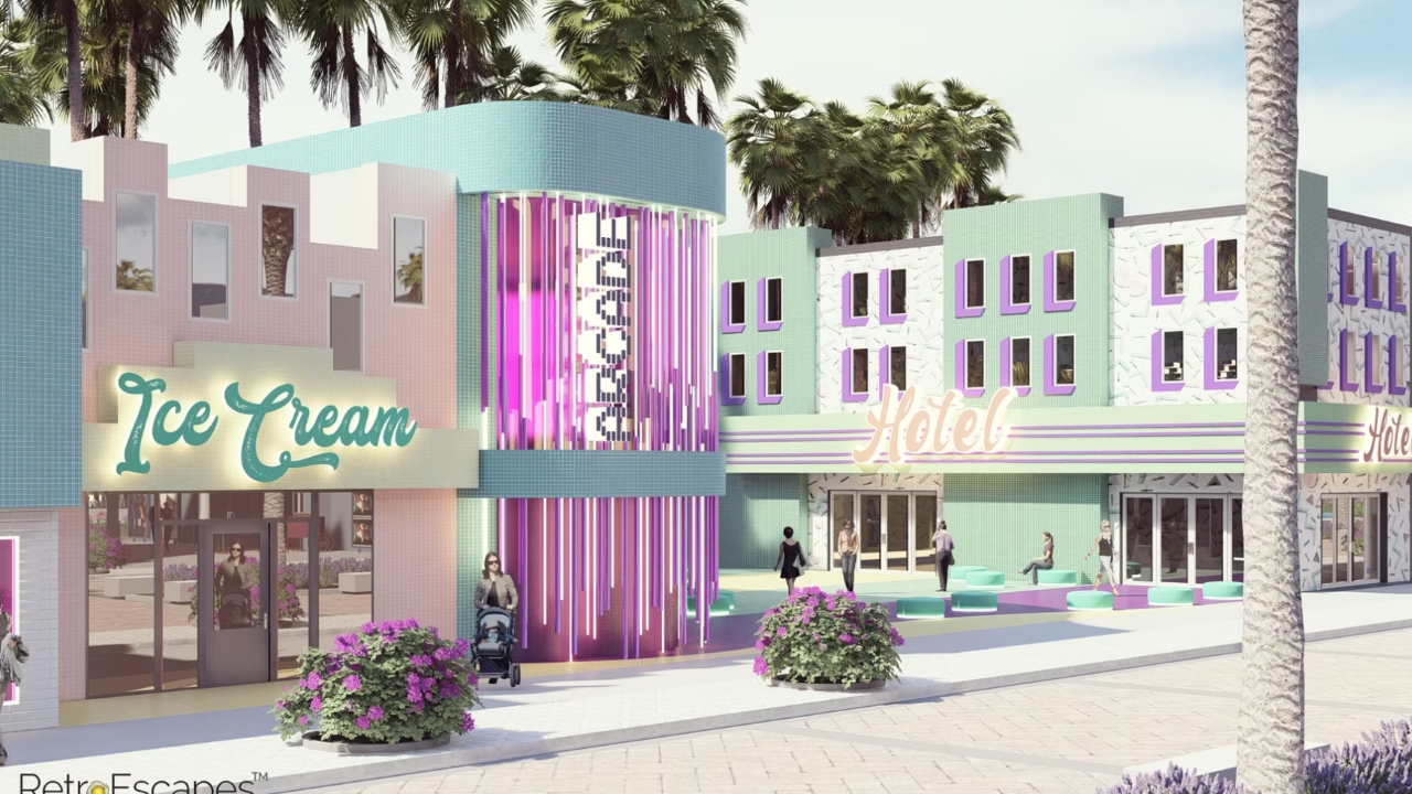 RetroEscapes 1950s streetscape concept art
