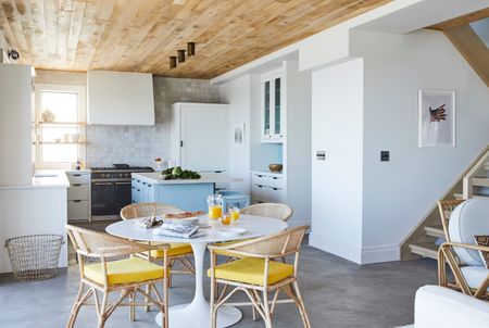 beach house kitchen with dining area