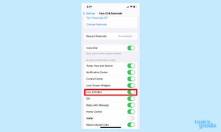 turn on live activities in iOS 16 settings