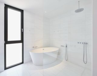 Sleek bathroom in modern Toronto home