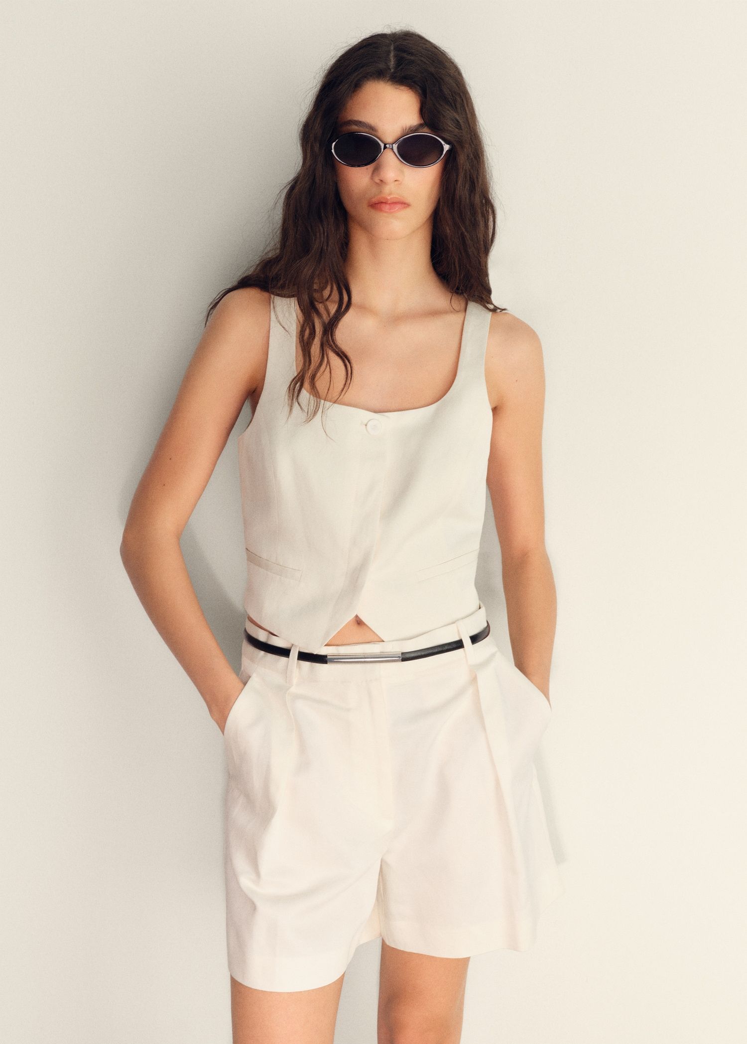 Linen-Blend Suit Bermuda Shorts - Women | Mango Usa