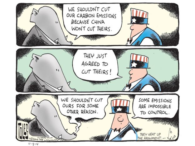 Political cartoon GOP carbon emissions China