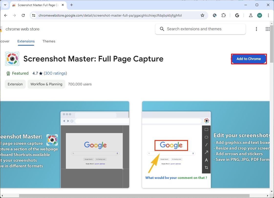 How to take screenshots on Google Chrome on Windows 10 and 11 Windows