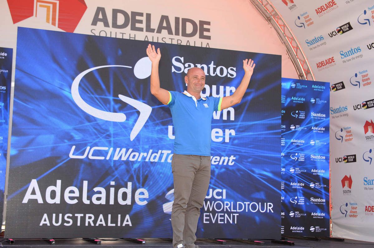Paolo Bettini on the podium