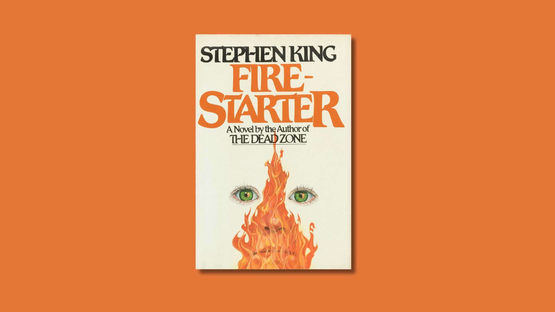 Firestarter book cover on an orange background