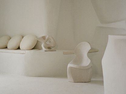 cream ceramic chair by Simone Bodmer-Turner