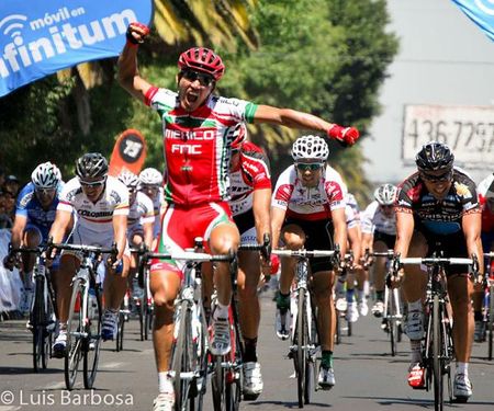 Hector Hugo Zamarron Rangel (Mexico) celebrates a stage victory
