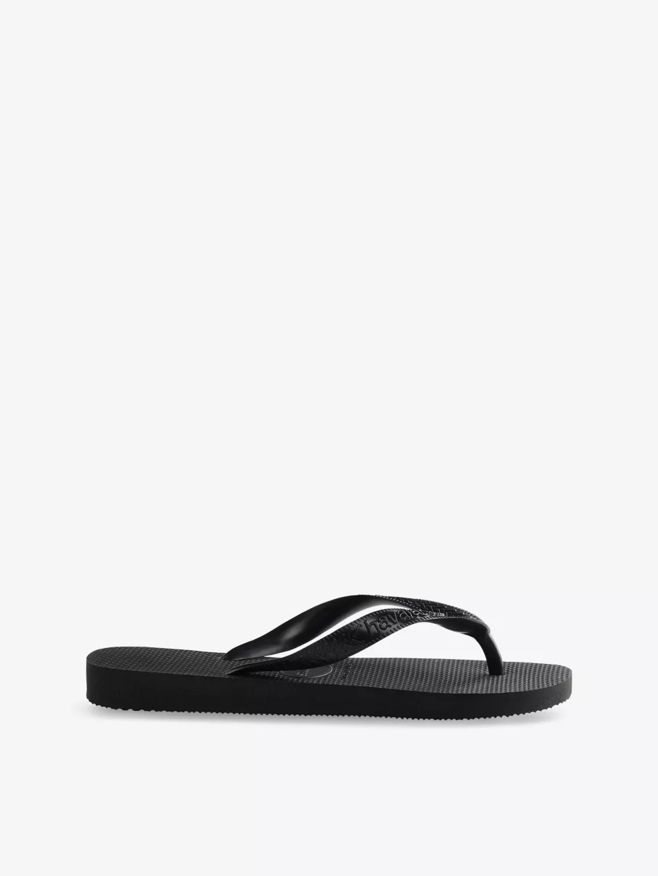 Square Logo-Embossed Rubber Flip-Flops