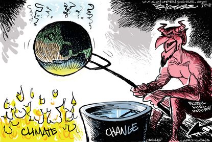 Editorial cartoon World Climate Change Fossil Fuels