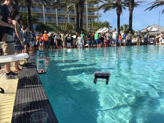 Nodebots competition at JSConf 2015, where developers built their boats from scratch and controlled them remotely using JavaScript