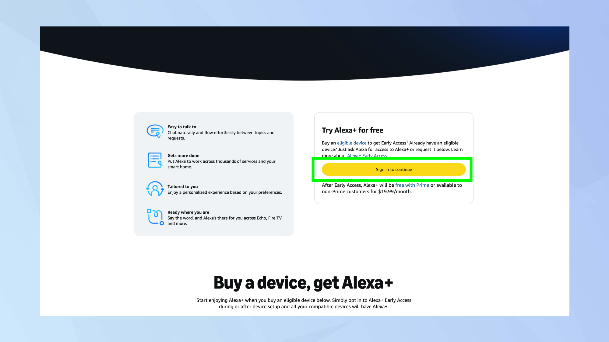 Amazon Alexa+ Sign In