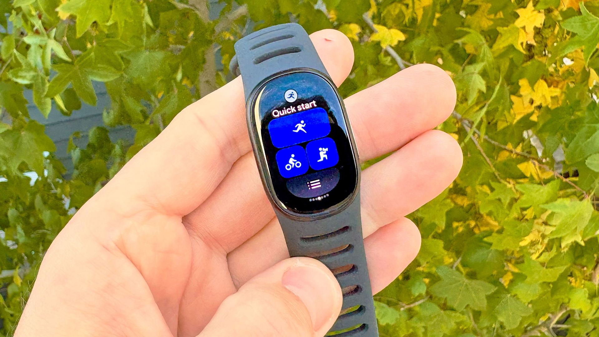 Close-up of the Google Fitbit Edge fitness tracker
