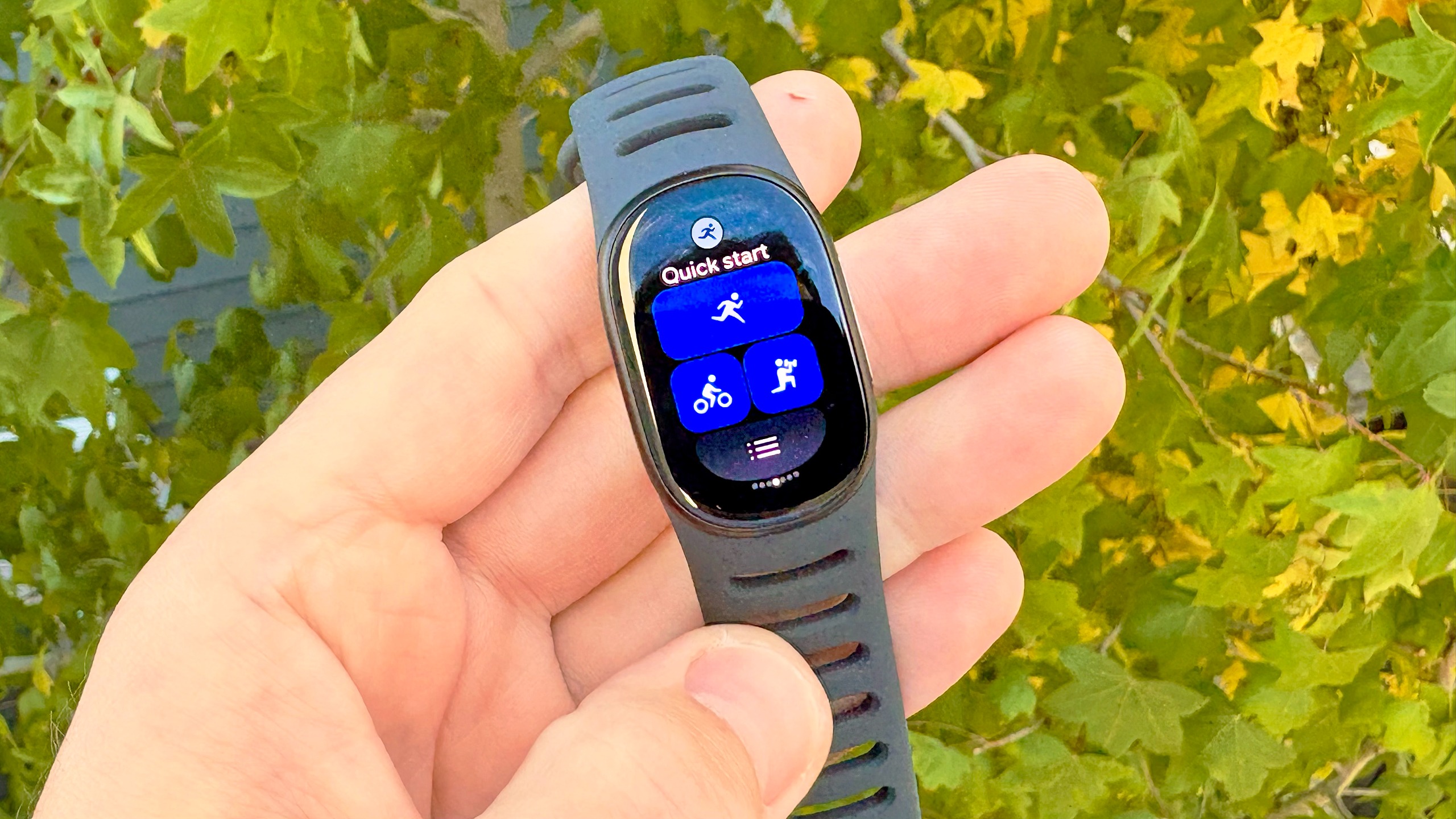 Close-up of the Google Fitbit Edge fitness tracker