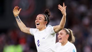 Lucy Bronze of England celebrates scoring her side's goal during the Women's World Cup 2023