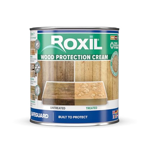 Roxil Wood Protection Cream - 1l Clear - One Coat Wood Sealer, Instant Waterproofing Treatment, Preserves Outdoor Fences, Decking, Furniture, Shed