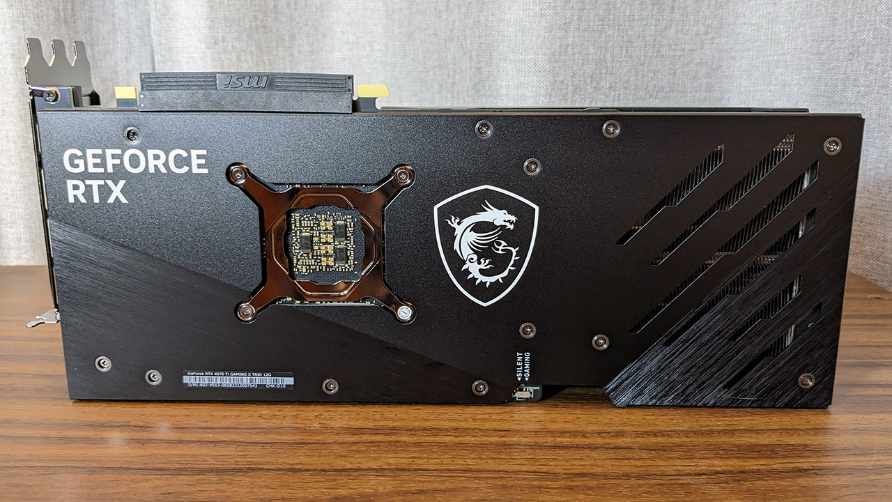 MSI GeForce RTX 4070 Ti Gaming X Trio rear backplate view