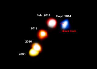 A composite image shows G2's near miss. Each blob is what G2 looked like at a different point in the process.