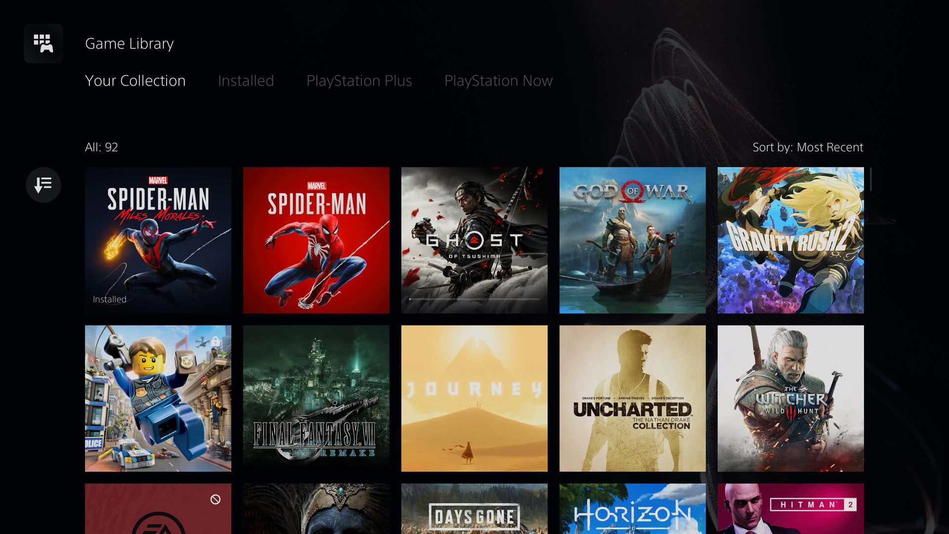 The PS5 game library.