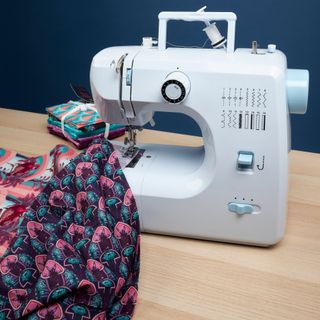 Sewing machine with Aldi fabric squares