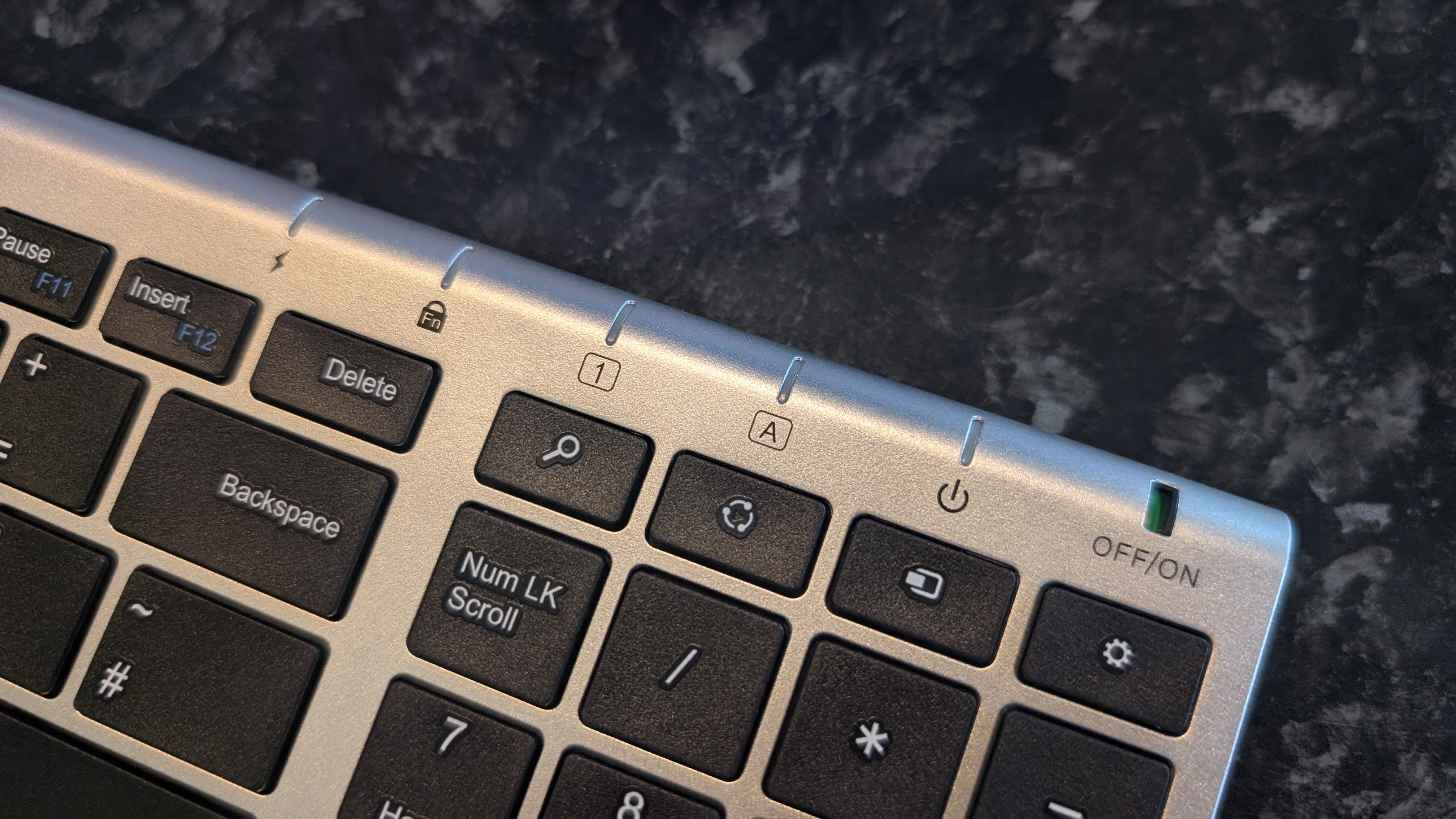 The Medion Signium 27 S1 AIO desktop pictured on a marble worksurface.