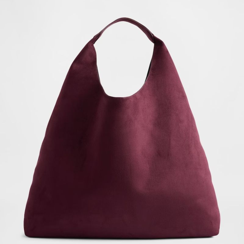 GAP , Burgundy Red Faux Suede Slouchy Tote Bag