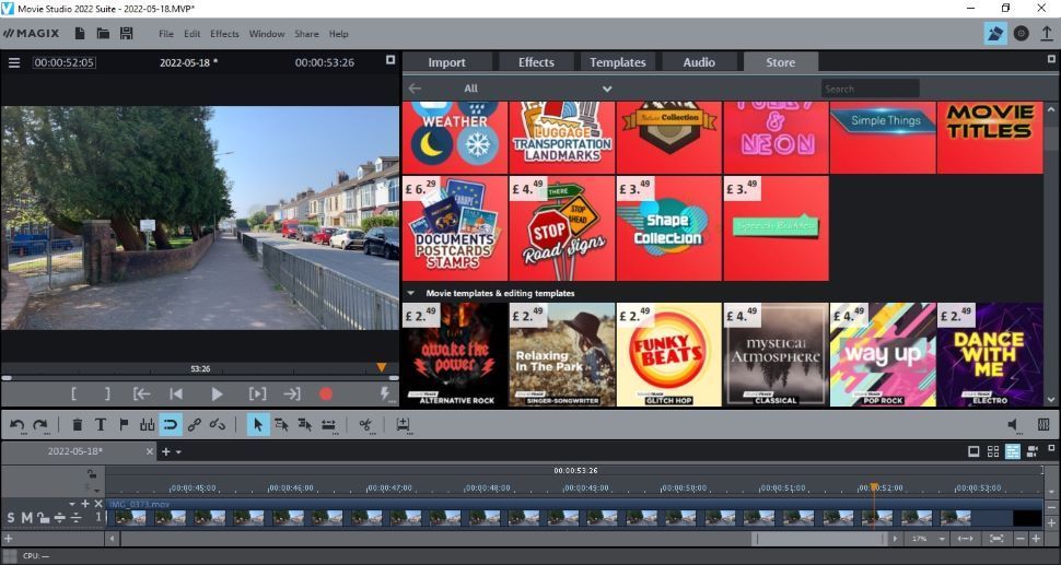 Screenshot of Magix Movie Studio video editing software