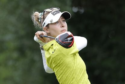 Nelly Korda takes a shot during the 2023 Chevron Championship at Carlton Woods