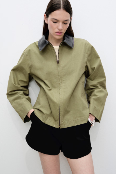 MANGO, Cotton Jacket With Contrasting Collar 