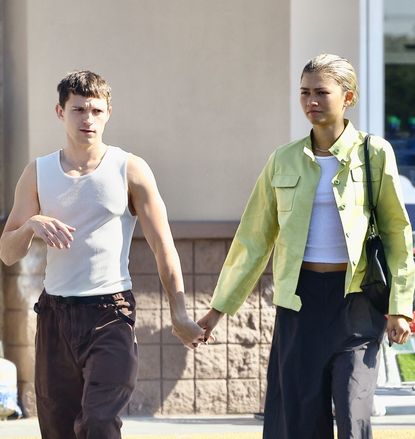 Zendaya and Tom Holland wearing matching tank tops in Los Angeles