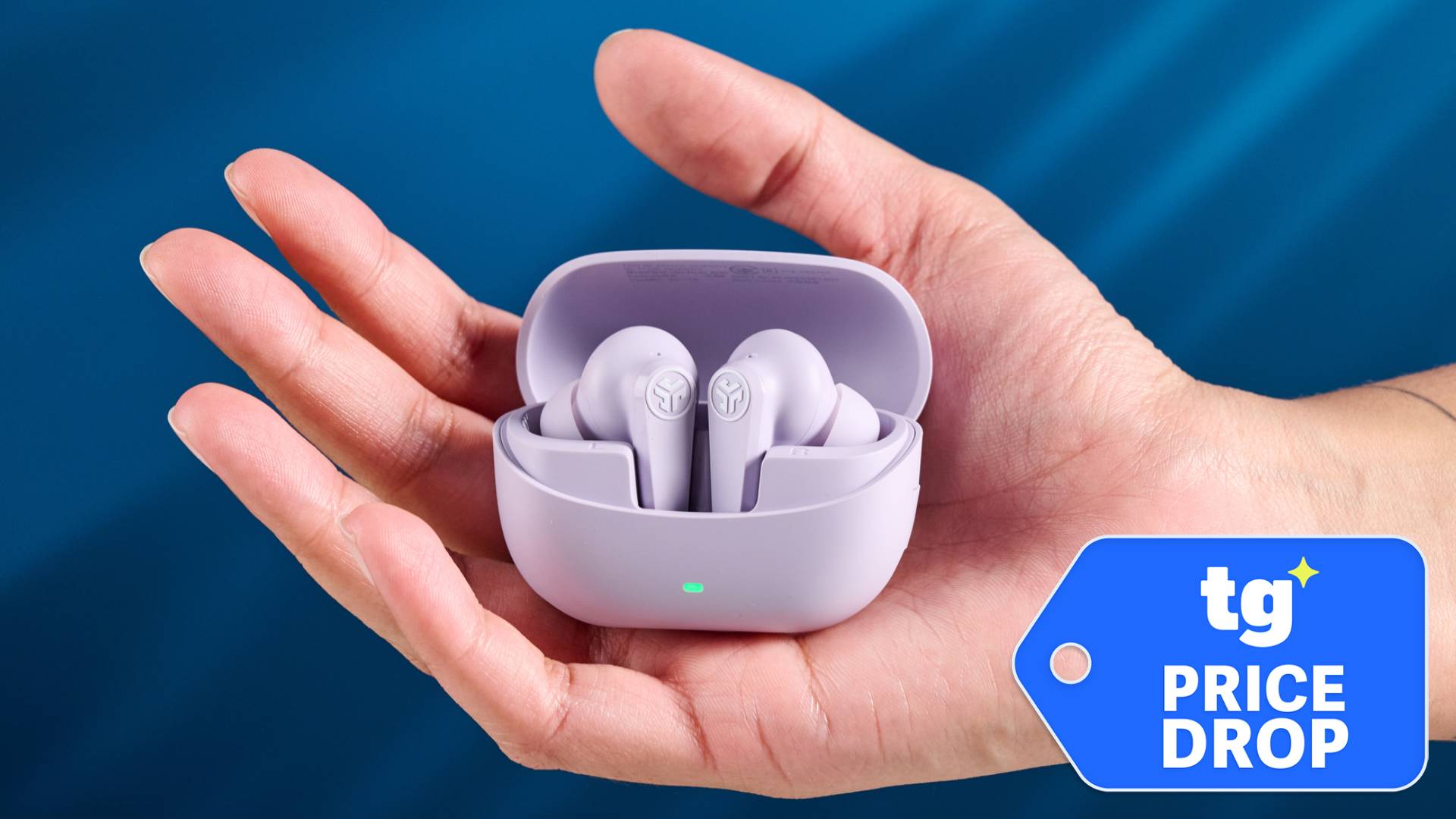 Jlab Go Pods ANC wireless earbuds in hand