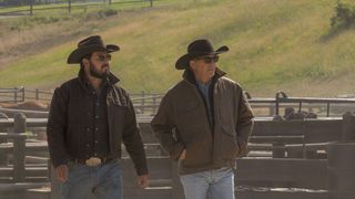 Cole Hauser and Kevin Costner in Yellowstone