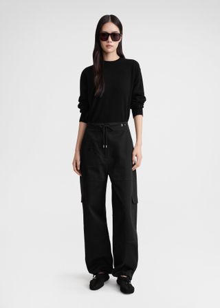 Cotton Cargo Trousers Black