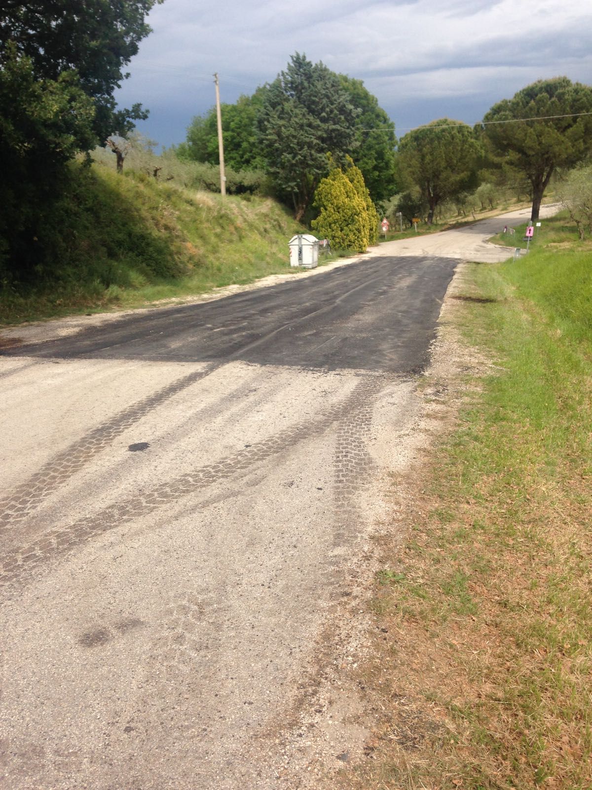 The lumpy up and downhill course also features various road surfaces