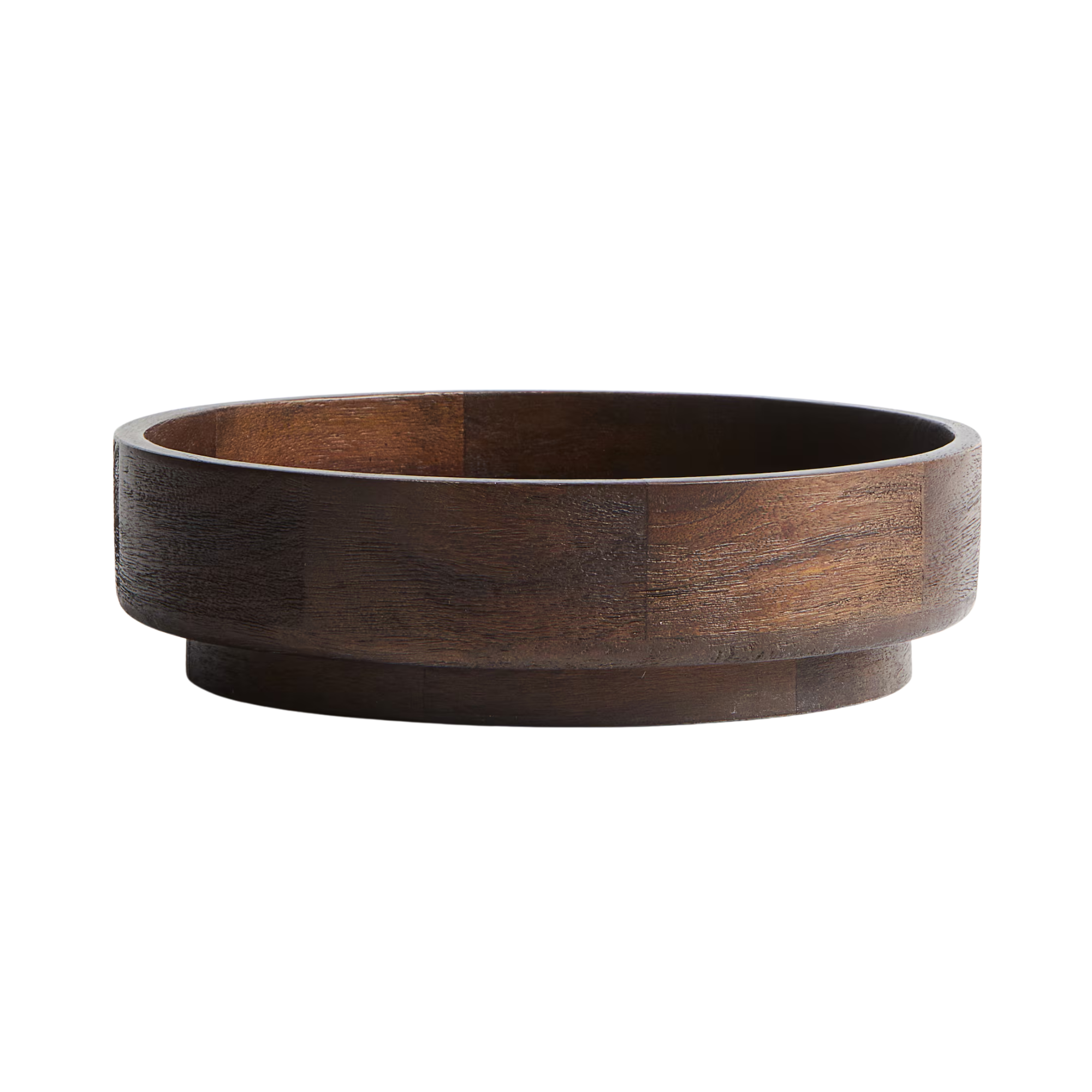 a round dark wood bowl