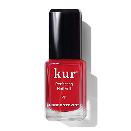 Londontown Perfecting Nail Veil, Sheer, Buildable Nail Tint Plus Nail Strengthener, Hydrates &amp;amp; Conditions Nails, #8 Sheer Poppy Red, 0.4 Fl Oz