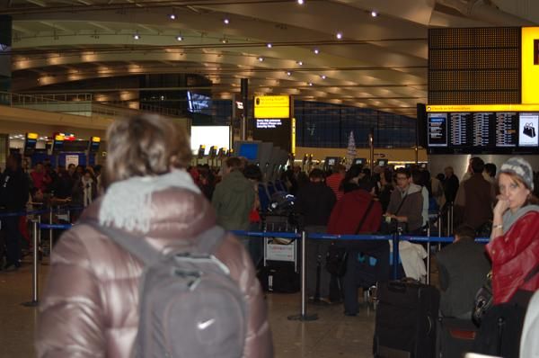 In the UK they call it a queue. It's just a really, really long line.