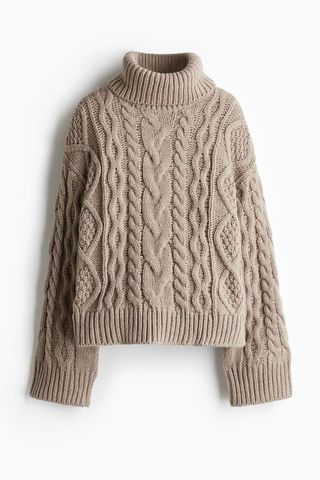 Cable-Knit Turtleneck Sweater