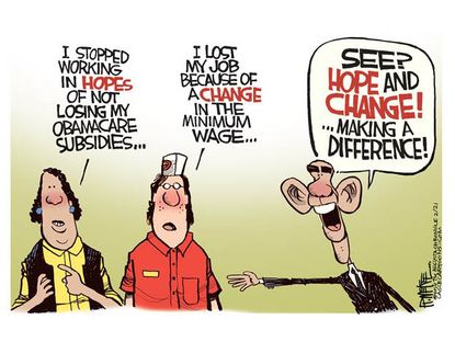 Obama cartoon ObamaCare jobs