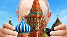 Illustration of Vladimir Putin gripping the turrets of St Basil's Cathedral