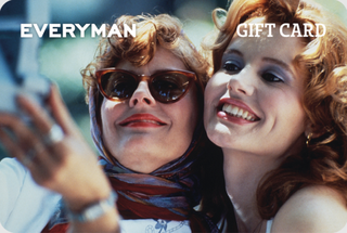 An image of the Everyman cinema gift card, there are several gift cards to choose from, each depicting a classic film, this one pictured here is from Thelma & Louise