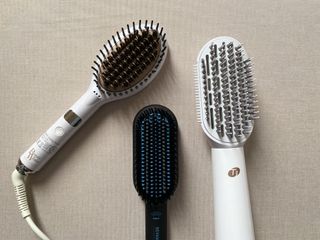 A selection of hair straightener brushes from T3, Revamp and Beauty Works