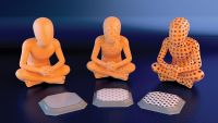 Three 3D models of a person in different states of detail