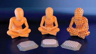 Three 3D models of a person in different states of detail